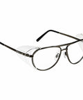 Built Like A Tank Aviation Style Safety Glasses With Detachable Side Shields, Ansi Z87 Certified Crystal Clear Glass Lenses, Heavy Duty Scratch Resistant Metal Frame, side view