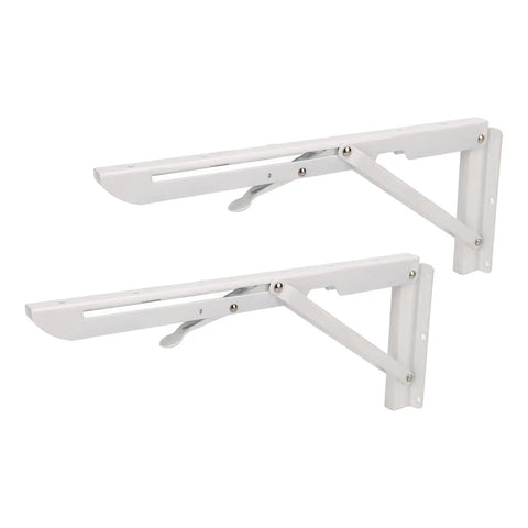 Easy Installation Folding Table Bracket For Wall Mount Foldable Shelf Bracket For Camper And Home Space Saving Lightweight And Durable Simple Install Versatile Multiuse Bracket, white metal