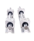 Ultra Smooth SBR25 Linear Guide Rail Kit With 4 Bearing Blocks, High Precision Steel Rods Perfect For DIY CNC Machines And 3D Printers That Need Reliable Motion Control And Zero Stick Slip Performance. Two SBR25 bearing blocks on steel rails