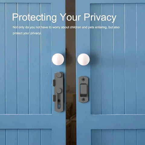 Blue sliding doors with Two Pack Barn Door Lock With 180 Degree Flip For Privacy installed, showcasing durable design and easy use.