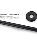 Slick Matte Black 8 Inch Ceiling Mounted Shower Arm With Flange For Rain Shower Head, 304 Stainless Steel Construction