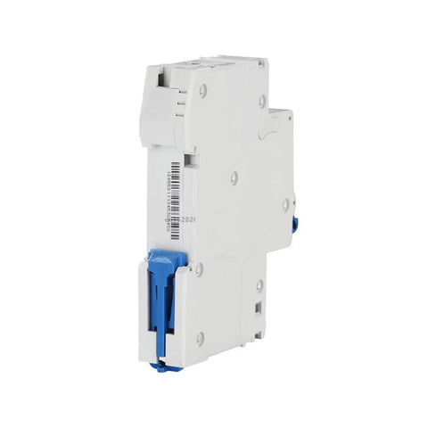 Heavy Duty 40 Amp Curve B Rcbo Circuit Breaker Featuring Single Pole Plus Neutral Ac Leakage Protection For No Fuss Din Rail Snap In Install Dual Short Circuit Overload Guard, side view