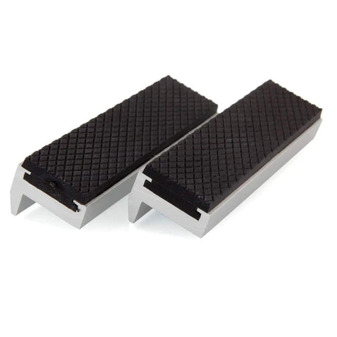 Pair Of Dead Nuts Secure 4 Inch Magnetic Soft Vise Jaw Pads Universal Rubber Protectors with aluminum base for bench vice.