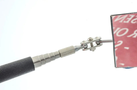 Telescoping 33 Inch Rectangular Inspection Mirror With Cushioned Grip Handle Adjustable Pivot Neck Extends From 7.25 Inches To 35 Inches