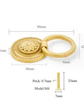 Brass Cabinet Ring Knobs Set, Gold Round European Style Drawer Pulls With Smooth Grip, 80mm x 48mm antique gold handle