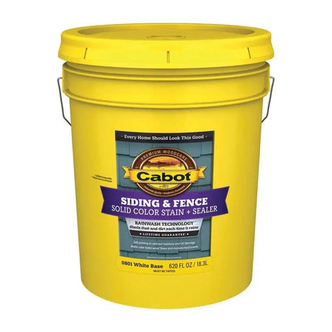 Top Shelf Acrylic Siding Stain Solid Color Five Gallon Big Bulk Tub Fast Drying Four Hour Exterior Wood Coating Crisp Pine White Hue.