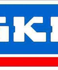 SKF logo on blue background with white letters and a red bottom stripe