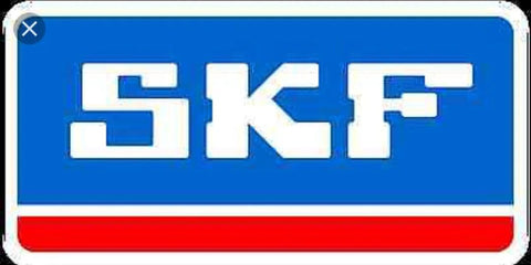 SKF logo on blue background with white letters and a red bottom stripe