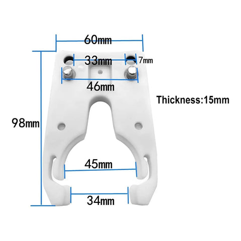 ISO30 Tool Holder Claw Clamp Set Built To Last From ABS Nylon Flame Proof Rubber For CNC Machining Centers And Woodworking Engravers 5 Pack showing dimensions