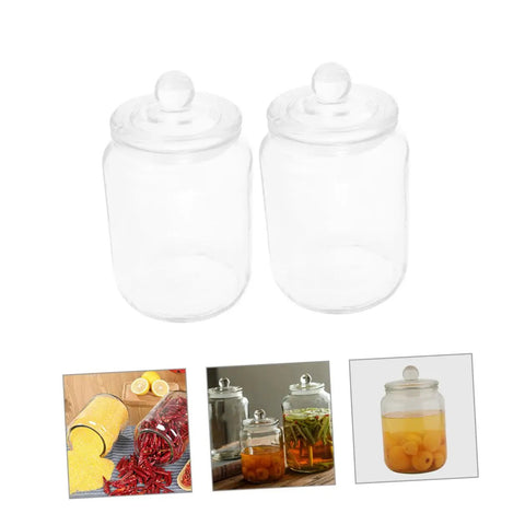 Level Up Your Pantry Setup With These Hella Tough 2 Liter Airtight Glass Tea Canisters And Food Storage Jar Set, two clear jars with lids.