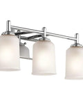 Three Light Vanity Light Fixture With Satin Etched Glass Shades In Olde Bronze, wall mount for bathroom, 21 inch classic fixture.