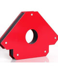 Red magnet from Six Piece Pro Grade Welding Magnet Set for Angle Alignment and Pipe Installations, heavy duty holder.