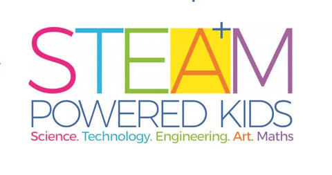 STEAM Powered Kids logo for Tin Can Robot Kit For Kids 8 Plus DIY Science STEM Project Built From A Recycled Can To Build A Bug Eyed Robotic Buddy For Boys And Girls Learning Through Play