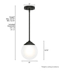 Hepburn 1 Light Brushed Nickel Pendant Light Dimmable Globe Shape Small Sleek Modern Style Fixture Perfect for Bedrooms Kitchens Dining and Living Rooms Premium Steel Construction Aesthetic Globe Shade, 8x8.75" dimensions.