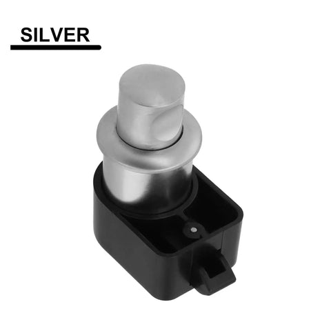 Two Pack Push Button Cabinet Lock Latch Set With ABS Base Alloy Pull Handle In Silver Finish, Durable Push Release Mechanism