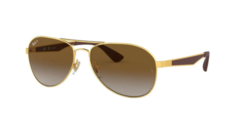 Unisex Aviator Sunglasses With Gold Frames And Polarized Light Grey Gradient Brown Lenses 58 mm RX Ready Case Included