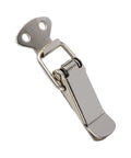 Heavy Duty Toggle Latch Lock With Spring Action For Secure Cabinet Box And Suitcase Closure Rust Resistant Metal Hardware Fitting Fits Furniture close-up view of a nickel plated iron latch.