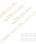 Super Slick Self Stick Adhesive Pull Out Cabinet Drawer Sliders With Heavy Duty Bottom Mount Rails For DIY Bin Organizers set of four white rails.