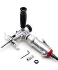 Knockout Pneumatic Jigsaw For Woodworking And Furniture Fab, Portable Air Reciprocating Saw With Swappable Handle, heavy-duty motor view from above.