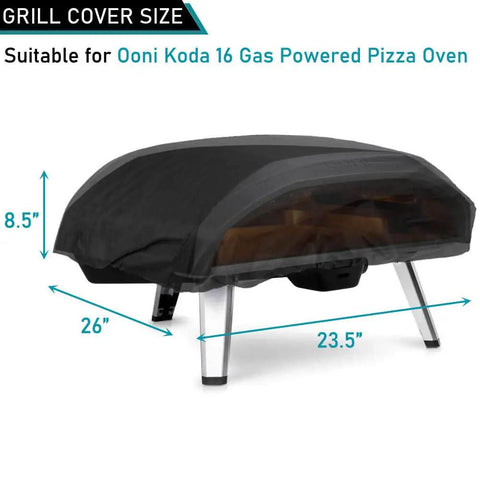 Heavy Duty 600D Pizza Oven Cover For Ooni Koda 16 Gas Oven, Portable Outdoor Waterproof Protection, Custom Fit 26L X 23.5W X 8.5H.