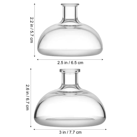 Glass domes dimensions for Chest Percussion Cups Mucus Removal Device With Flutter Valve, Palm Percussor for adults and babies.