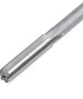 Close-up of a silver HSS reamer cutting tool with fluted end for bore machining.