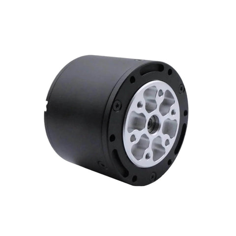 Side view of Dual Encoder Servo Motor With Next Gen Feedback for precise motion, compact and rugged build, black and silver finish.