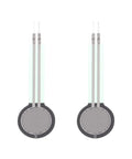 Two MECCANIXITY FSR402B thin-film pressure sensor pads (2-pack), 0–10 kg, gray round sensing pads, front view