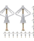 Heavy Duty Drywall Anchors And Screws Kit With Plastic Butterfly Hooks, 50 Sets in gray, showing anchor and screw details.