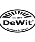 DeWit logo with Est. 1898, Handmade in Holland text in black oval.
