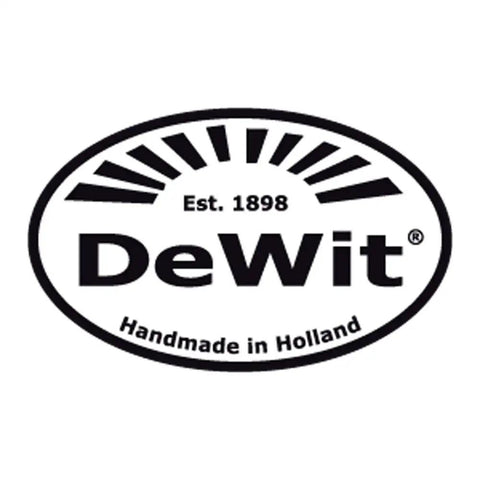 DeWit logo with Est. 1898, Handmade in Holland text in black oval.