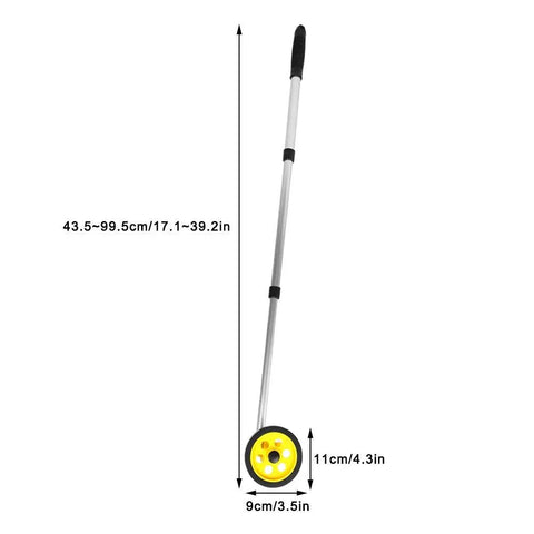 Cryfokt Measuring Wheel, .9m Range Push Button Reset Surveying Wheel, featuring adjustable aluminum handle and yellow measuring wheel.