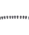 12 Piece ER16 Steel Spring Collet Set For CNC Milling Lathe Tools, 1/32 To 3/8 Inch holding collets laid out in a row