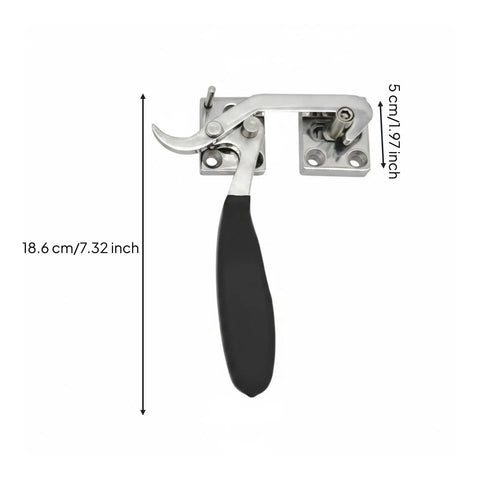 Heavy Duty Industrial Door Handle Compression Latch With Polished Stainless Steel Body And Sweet Rubber Lever For No Sweat Side Mounted Tightening Task On Garages Or Workshop Spaces Today