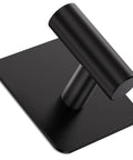 Close-up of matte black hook from 4 Pack Heavy Duty Wall Hooks Set With 26lb Max Load, Self Adhesive Stainless Steel Towel Hooks For Bathroom Kitchen Door, Hang Towels Coats Robes