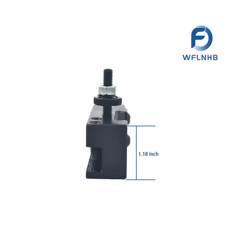 Side view of Heavy Duty Quick Change Knurling Turning And Facing Lathe Tool Post Holder For Precision Machining showing 1.18 inch measurement