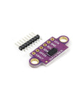 High Grade ToF Laser Range Finder Module With I2C Port For Arduino And Raspberry Pi Kits, purple PCB with pin headers.