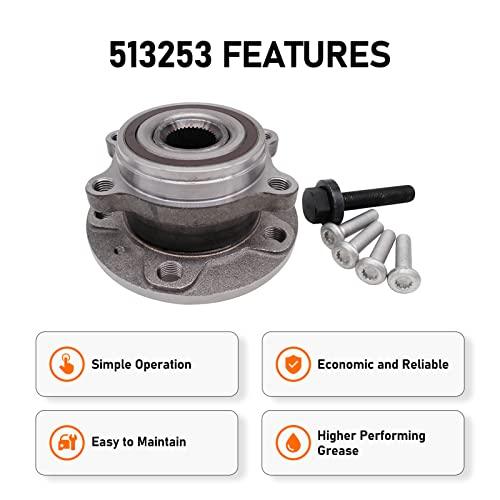 513253 Front Wheel Bearing and Hub Assembly Compatible with Audi