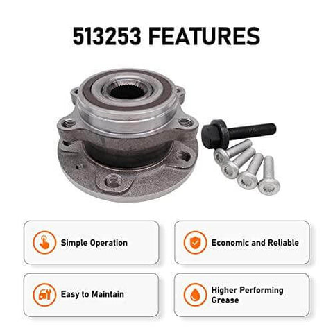 513253 Front Wheel Bearing & Hub Assembly Compatible - Audi A3 Q3 TT Quattro, VW Beetle CC Golf Jetta Passat - Buy Bearings online - Fast US Shipping