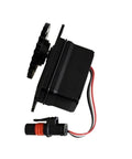 Hardcore T50 Agras Spreader Servo Replacement With Serious High Torque Output And Sealed Weatherproof Housing For Farm Drones side view with metal gears and wiring.