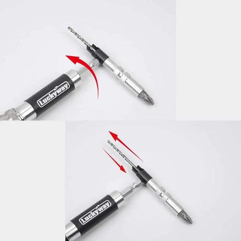 Pro Grade Wood Countersink Drill Bit Set With Quick Change Flip Drive 3 In 1 Complete Unit For DIY Projects Includes Sizes 6 8 10 Countersink Bits And Philips 2 Screw Bits For Precise Pilot Holes And Counterbores