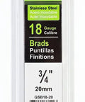 Heavy Duty 18 Gauge Brad Nails Three Quarter Inch Stainless Steel Fasteners For Fine Woodworking And Trim in packaging.