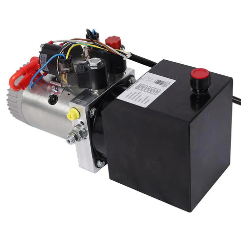 Aynuma 12 Volt Hydraulic Power Unit With 3 Horsepower Double Acting Pump And Three Quart Steel Tank for dump trailers and log splitters.