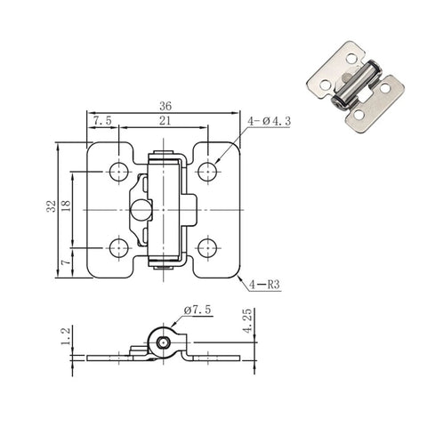 Stainless steel damping hinge with adjustable torque buffering and folding function; 1 piece, Amazon.