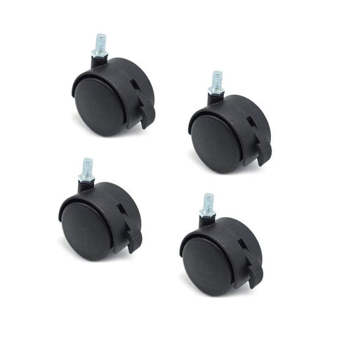 4 Pieces M8 Swivel Stem Caster Wheels With Locking Brakes Nylon Replacement Caster For Furniture Wheel Diameter 39mm