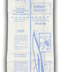 Drop In Replacement Micro Filtration Vacuum Bags For Eureka Type F And G, white bag with blue instructions text.