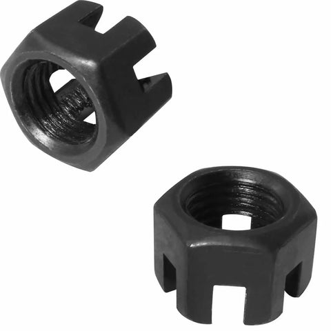 No Nonsense Workhorse 6 Pack M14 X 1.5 Hex Slotted Nuts Grade 8.8 Carbon Steel Black Oxide Finish High Tensile Hardware Fasteners For Heavy Machinery And Engine Build