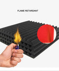 Kickass High Density Soundproof Wall Panels 12 Pack Black Acoustic Foam Wedge Tiles Flame retardant testing with lighter