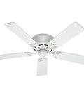 Low Profile 52 Inch White Ceiling Fan With Pull Chain, Quiet Multi Speed Reversible Motor, Classic Dope Design For Living Rooms