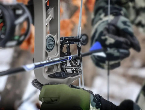 Drop Away Rest With Right Hand Cable Drive Defy Micro, Smooth Operation With Precision Bearings shown mounted on compound bow